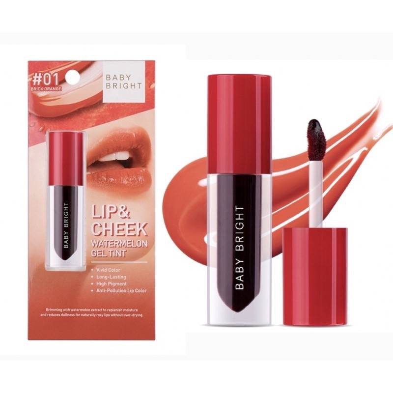 Baby Bright Lip & Cheek Watermelon Gel Tint #01 Brick Orange (2.5gm)