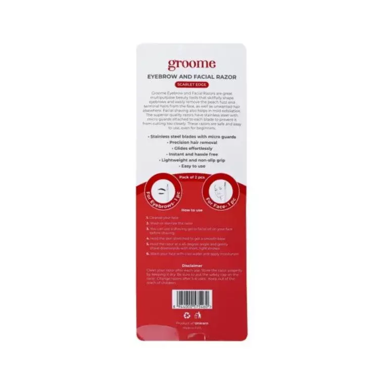 Groome Eyebrow And Facial Razor-Scarlet Edge (2pcs)