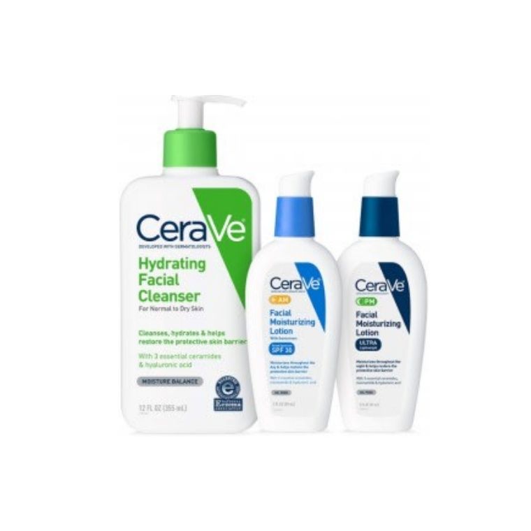 Cerave Hydrating Bundle for normal to dry skin (Hydrating Facial Cleanser + AM Facial Moisturizing Lotion + PM Facial Moisturizing Lotion)