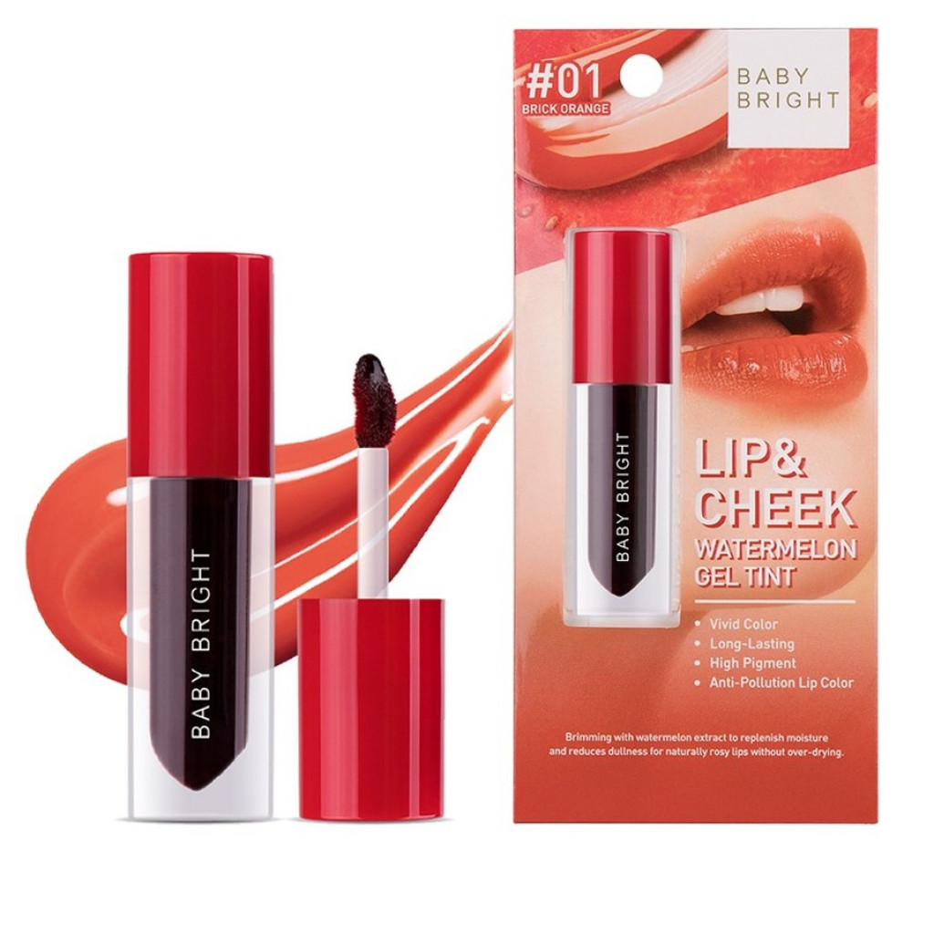 Baby Bright Lip & Cheek Watermelon Gel Tint #01 Brick Orange (2.5gm)