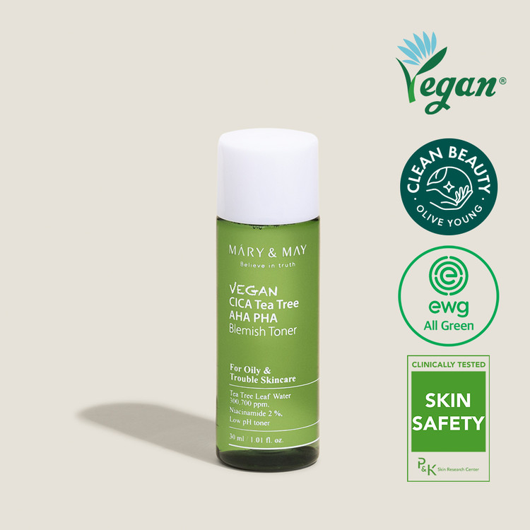 Mary & May Vegan CICA Tea Tree AHA PHA Blemish Toner (30ml)