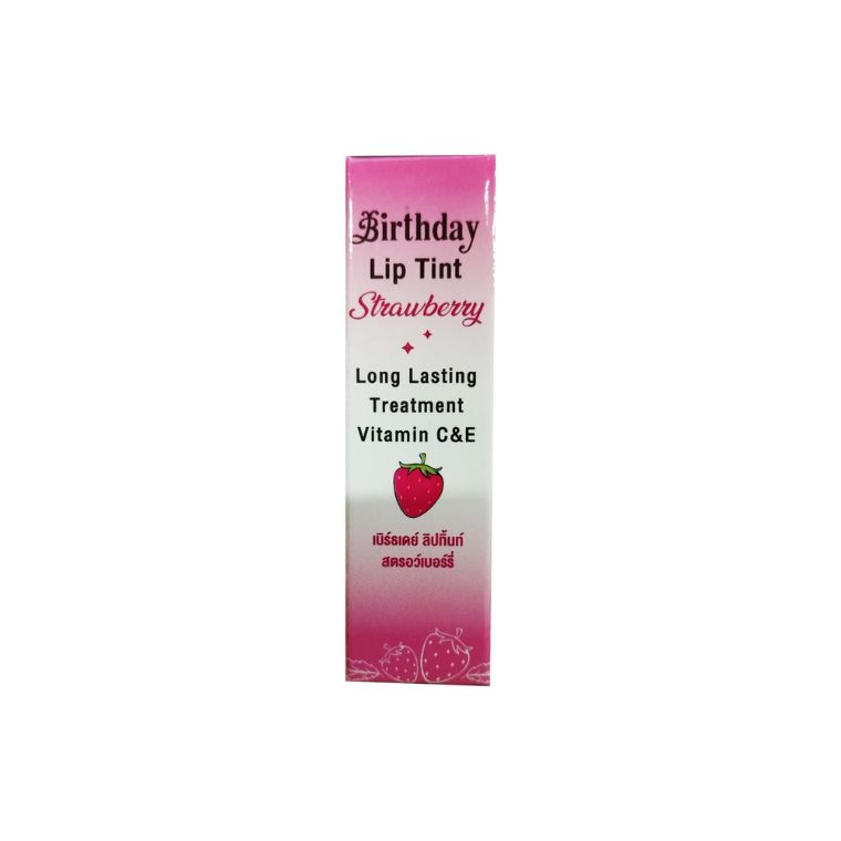 Birthday Lip Tint Long Lasting Treatment Vitamin C & E Shade- Strawberry