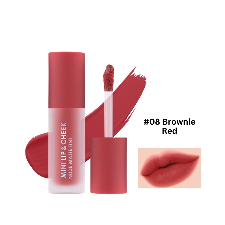 Cathy Doll Mini Lip & Cheek Nude Matte Tint #08 Brownie Red (2.1gm)