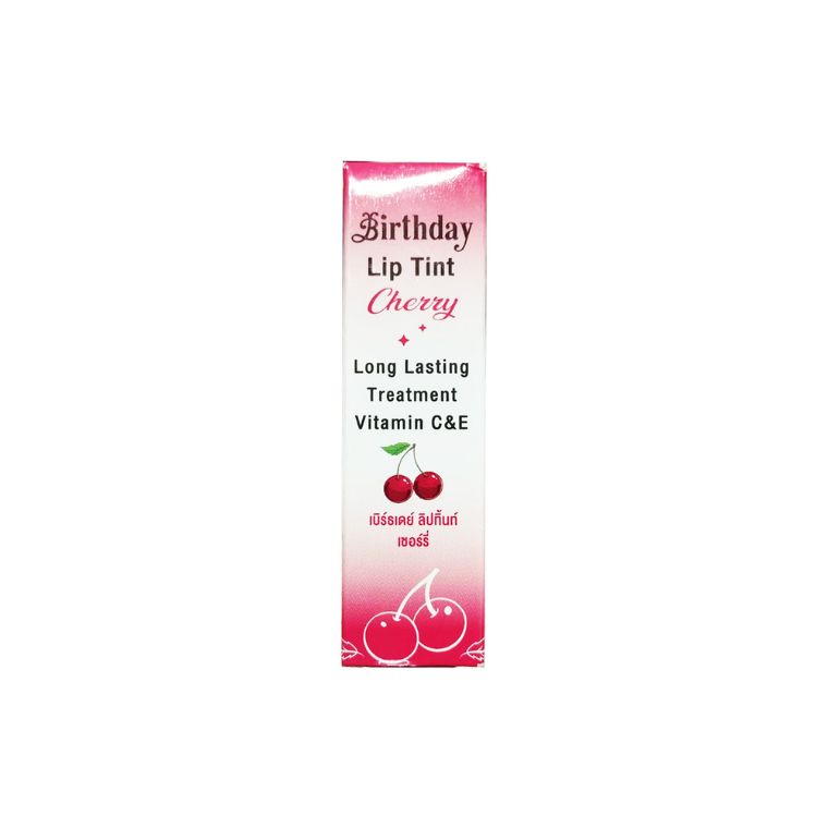 Birthday Lip Tint Long Lasting Treatment Vitamin C & E Shade- Cherry