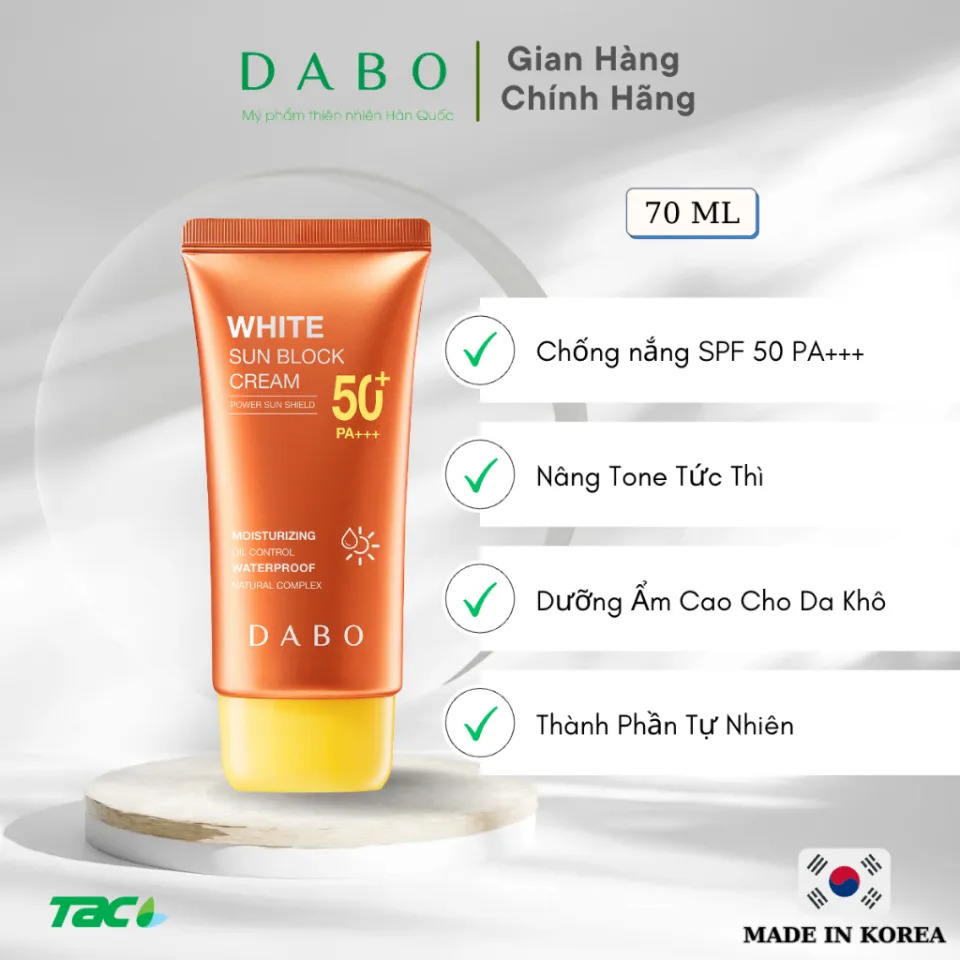 Dabo White Sunblock Cream Power Sun Shield 50+ PA+++ (70ml)