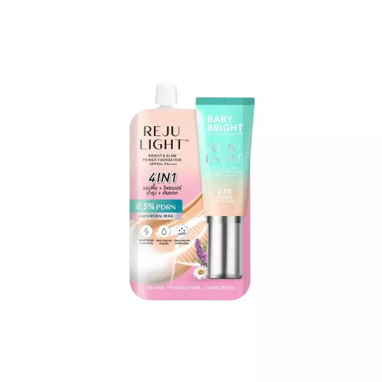 Baby Bright Rejulight Bright & Glow Primer Foundation Spf 50+ PA++++ & Baby Bright #22 Natural Beige (5gm)