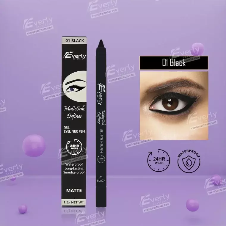 Everly Beauties Matte Ink Define Gel Eyeliner Pen #01 Black (1.5gm)