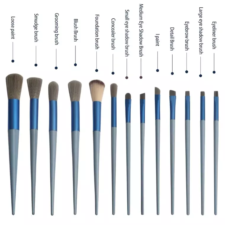 Blink Cosmetic Brush Set for Eye & Face-Green (13pcs)