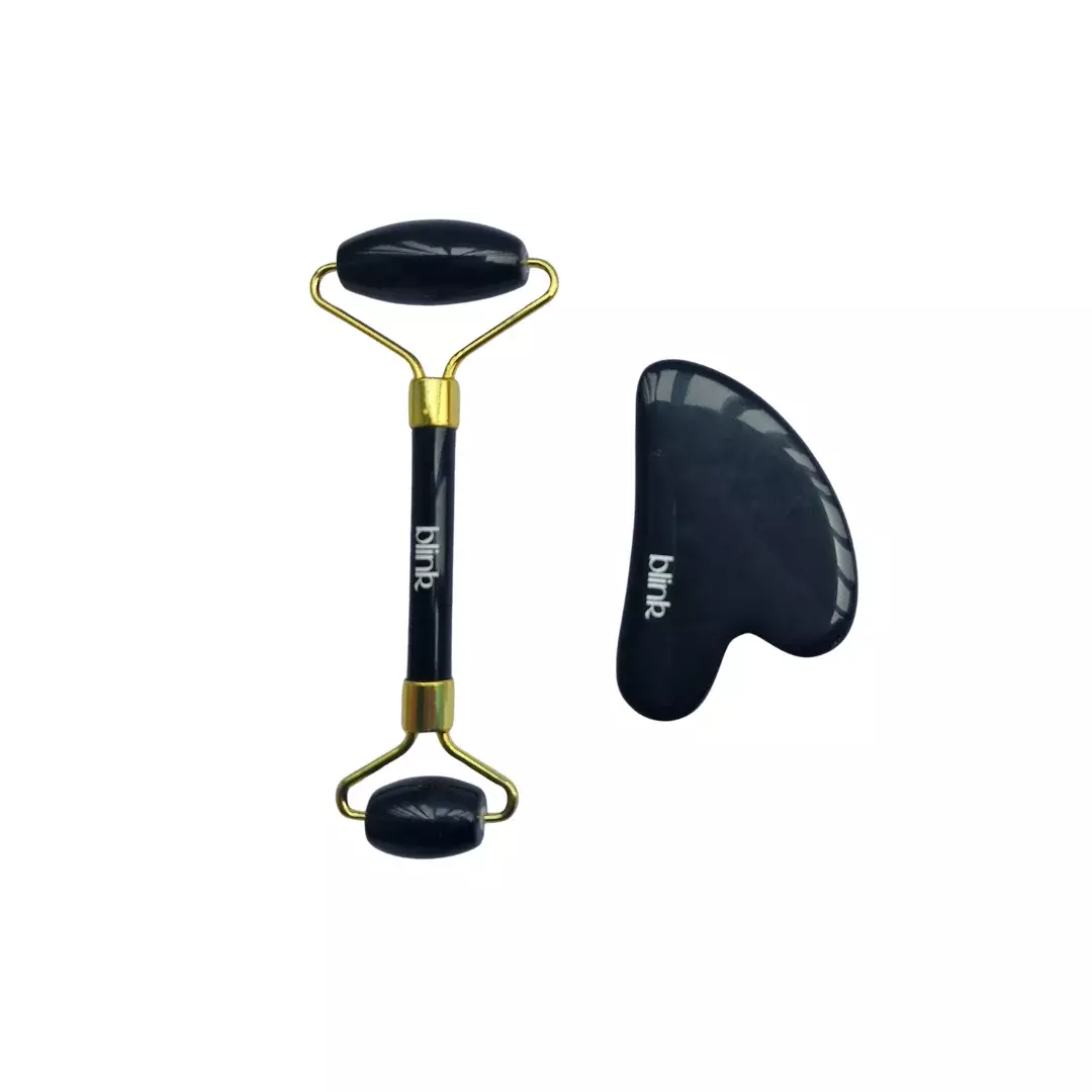 Blink Black Obsidian Facial Roller with Gua Sha Set(2pcs)