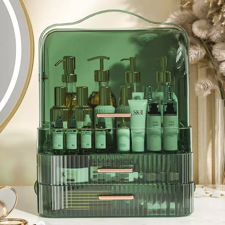 Blink Transparent Green Elegant Multi Function Make Up Case Cosmetic Storage Box