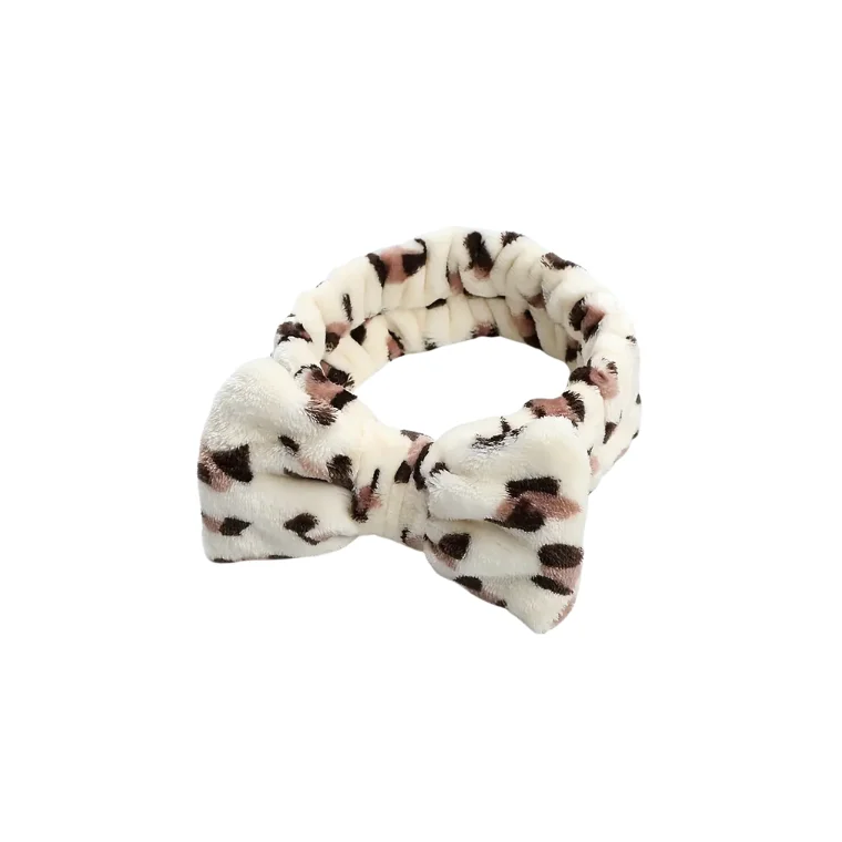 Blink Leopard Print flannel Hairband Womens Butterfly Headband 02#Beaige Leopard