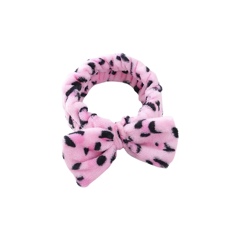 Blink Leopard Print flannel Hairband Womens Butterfly Headband 03#Pink