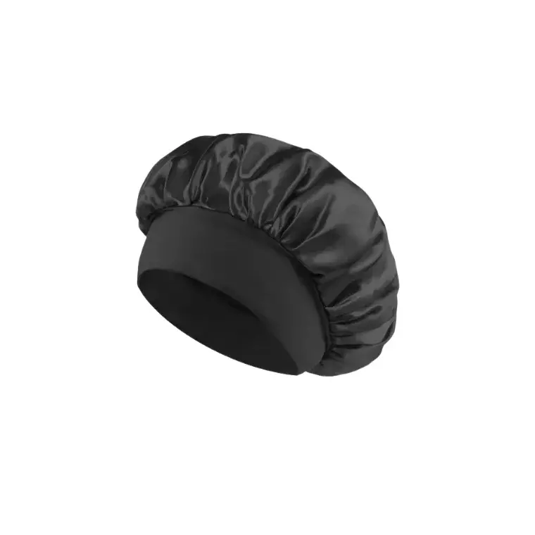Blink Silk Bonnet Caps Plain Night Sleep Hat Women Hair Satin Scarf -Black