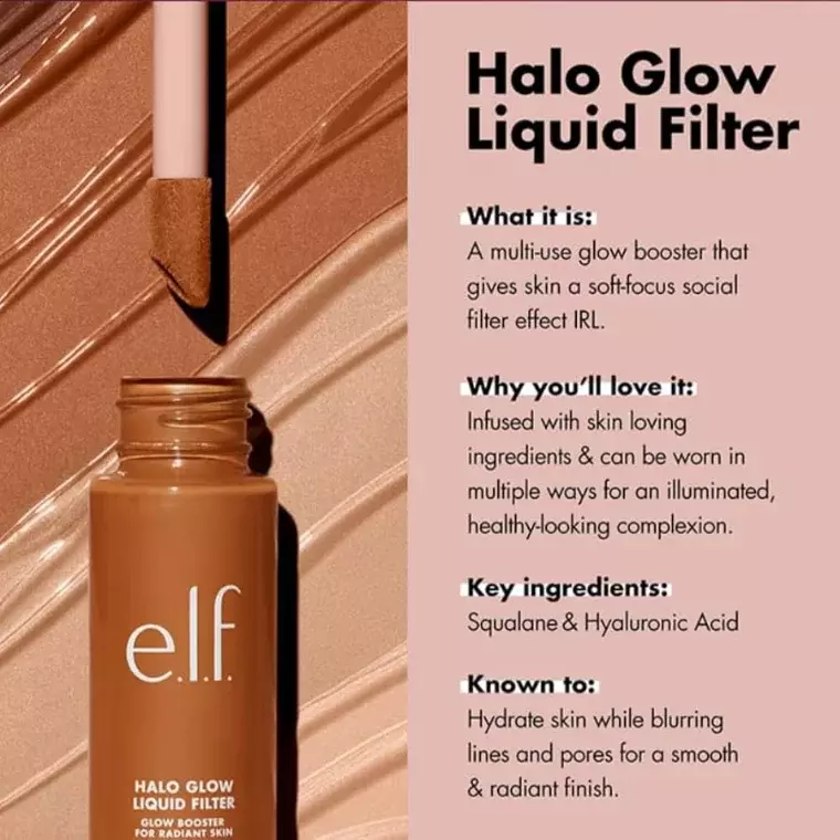 E.L.F Halo Glow Liquid Filter Highlighter - 3 Light/Medium (31.5ml)