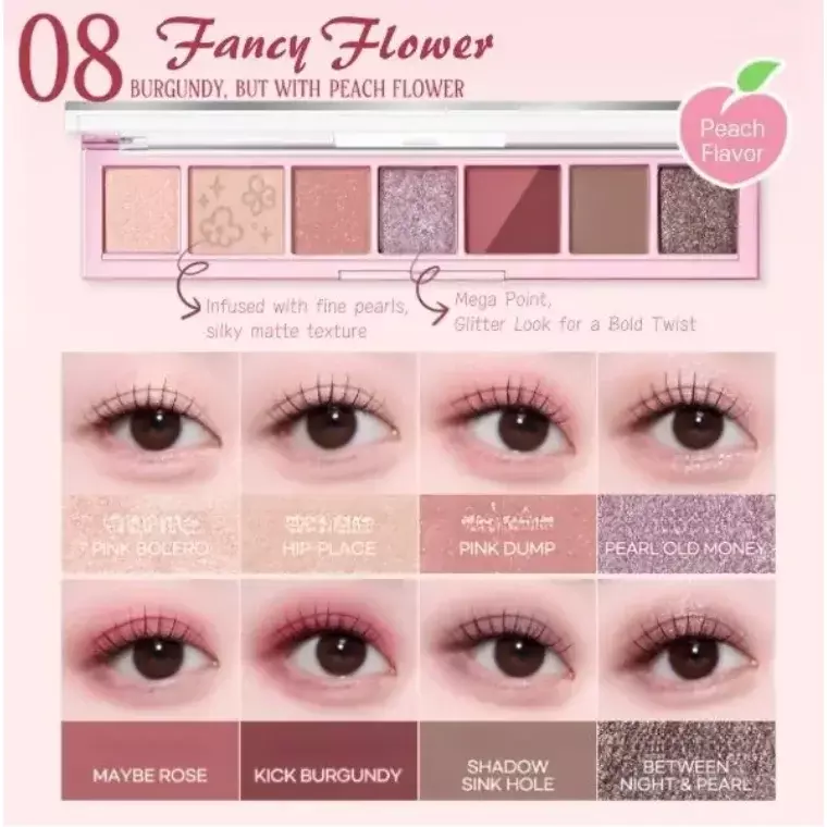 Peripera All Take Mood Palette #08 Burgundy Peach Flower