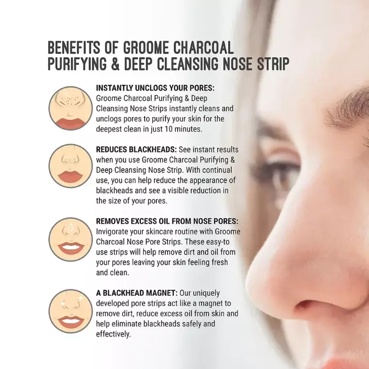 Groome Black Head Remover Charcoal Nose strips 6 pcs