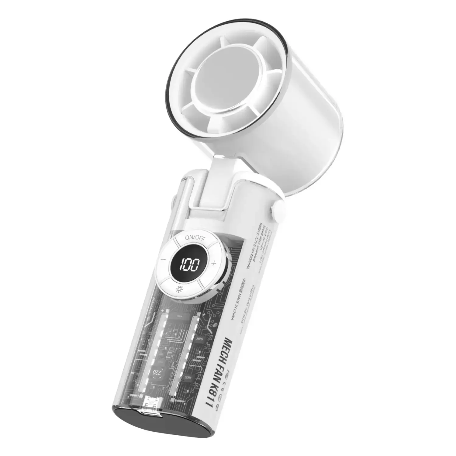 Blink Mech High speed folding handheld fan(Model;K811)-WHITE