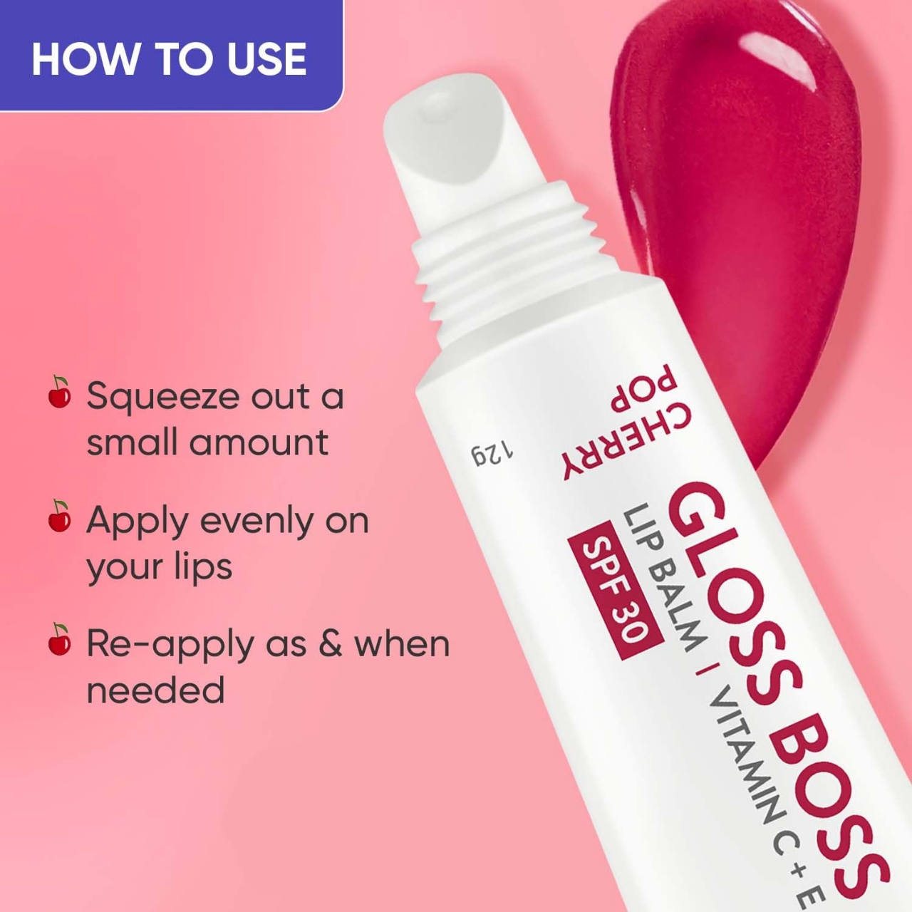 Dot & Key Gloss Boss Vitamin C + E Lip Balm with SPF 30 - Cherry Pop (12gm)