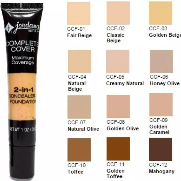 Jordana Complete Cover 2-in-1 Concealer & Foundation - 01 Fair Beige (30gm)