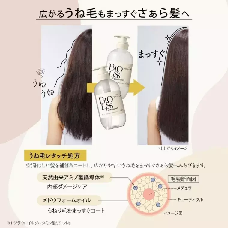 Kose Bioliss Pure Retouch Silky Straight Shampoo (480ml)