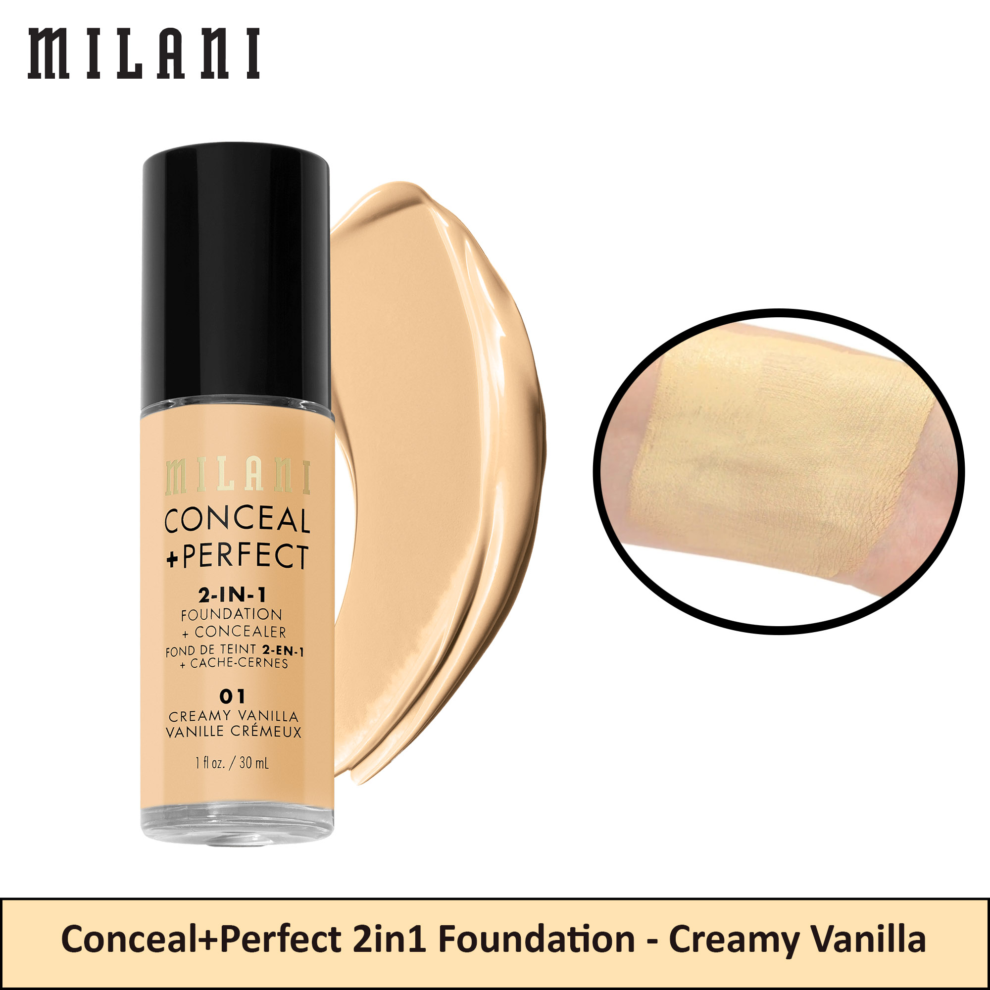 Milani Conceal+Perfect 2-In-1 Foundation+Concealer 01 Creamy Vanilla (30gm)