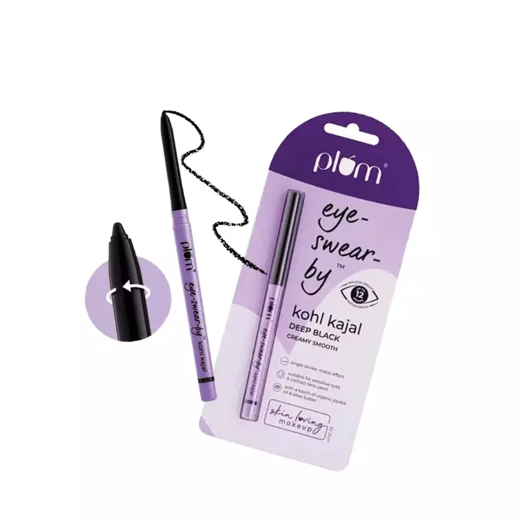Plum Kohl Kajal Deep Black #Creamy Smooth (0.35gm)