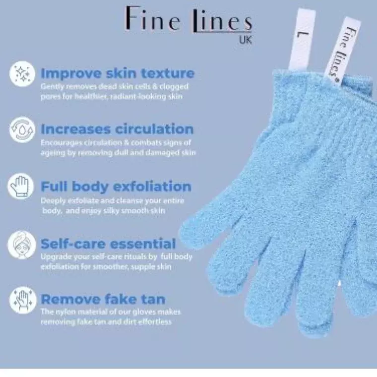Skinlogic Bath And Body Exfoliating Body Gloves 1 Pair Blue