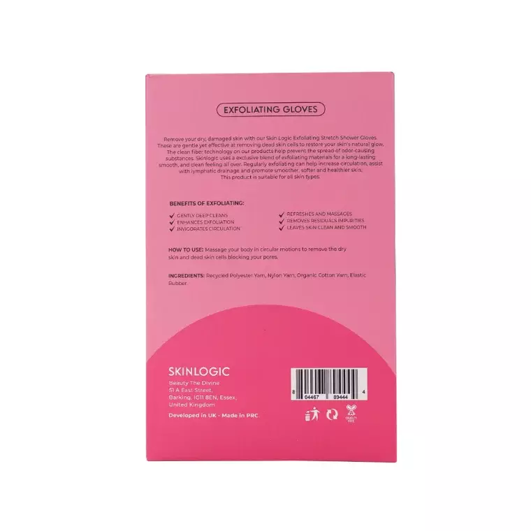 Skinlogic Bath And Body Exfoliating Body Gloves 1 Pair Pink