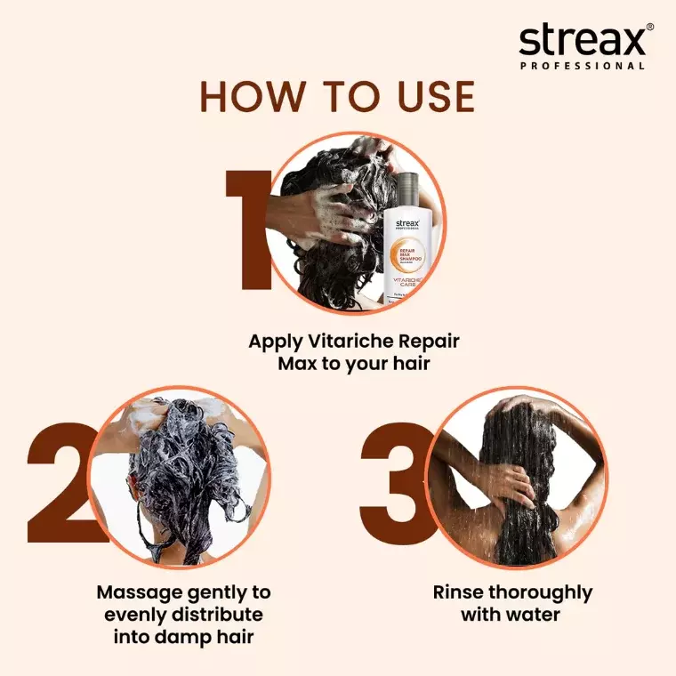 Streax Professional Vitariche Care Repair Max Shampoo (300ml)