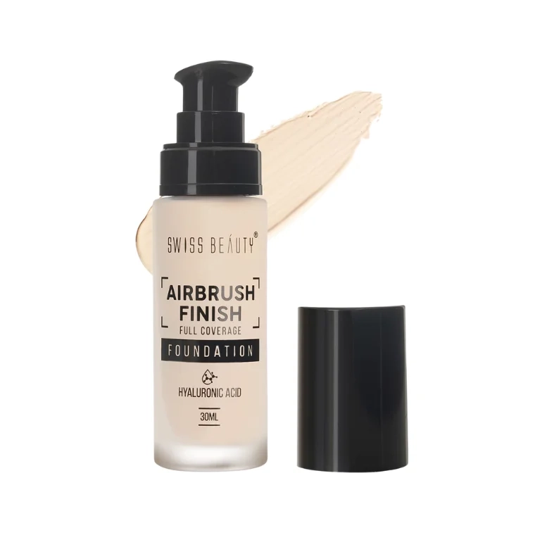 Swiss Beauty Airbrush Finish Full Coverage Foundation #01 Shell White (30ml)