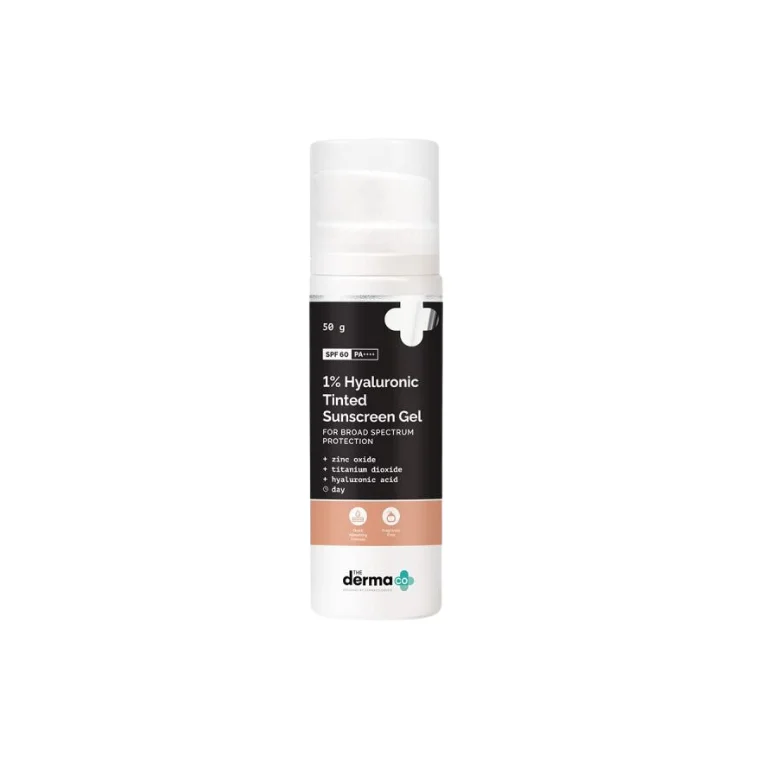 The Derma Co 1% Hyaluronic Tinted Sunscreen Gel for Broad Spectrum Protection (50gm)