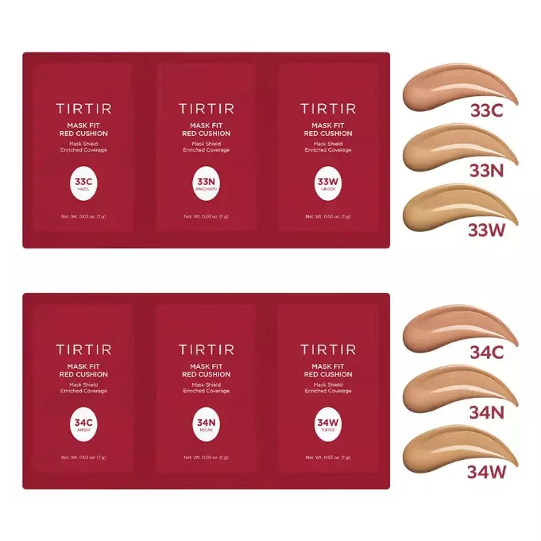 Tirtir Mask Fit Red Cushion Mask Shield Enriched Coverage 33c 33n 34w 34c 34n 34w(1gm)6ea