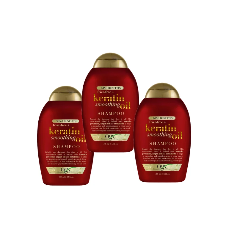 OGX Frizz-Free Keratin Smoothing Oil Shampoo (385ml)