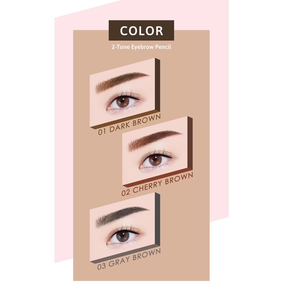 Cathy Doll Two-tone Eye Brow Pencil #01 Dark Brown (1+1gm)