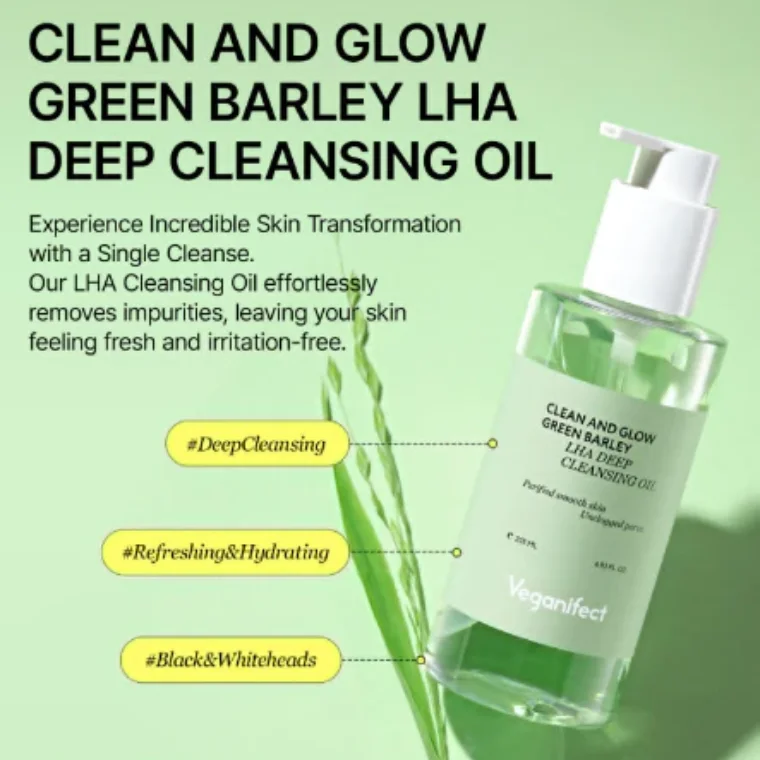 Veganifect Clean And Glow Green Barley LHA Deep Cleansing Oil (205ml)