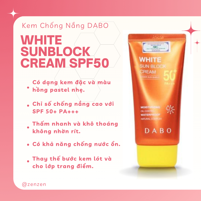 Dabo White Sunblock Cream Power Sun Shield 50+ PA+++ (70ml)