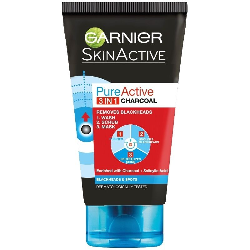 Garnier Skin Active Pure Active 3 In 1 Clay Mask Scrub Wash (150ml)